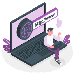 Web tasarım ve web yazılım projesi için dizüstü bilgisayarda açık web sitesi illüstrasyonu