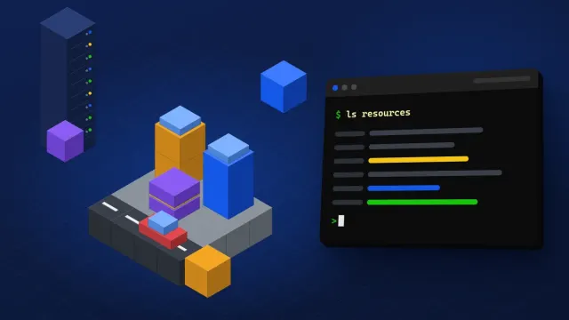 ESX mi QBCore mu karşılaştırmasının kapağı: koyu lacivert zeminde turuncu ve mavi iki izometrik kule, ortak veritabanı katmanları, araba, sunucu kabini ve terminal.